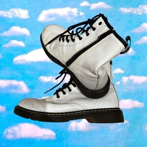 White Leather Lace-Up Boots